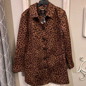 Sz 6 NEW Isaac Mizrahi Live! Leopard Printed Faux Suede Women's Jacket: Size 6